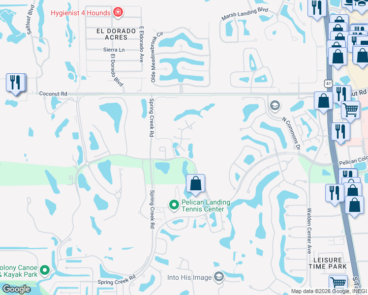 map of restaurants, bars, coffee shops, grocery stores, and more near 4680 Via Roma in Bonita Springs