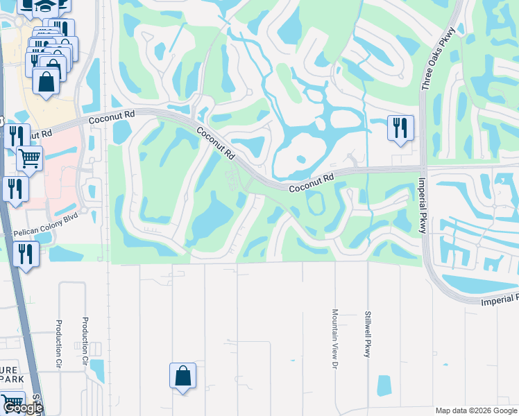 map of restaurants, bars, coffee shops, grocery stores, and more near 9020 Spring Run Boulevard in Bonita Springs