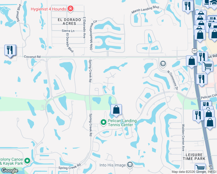 map of restaurants, bars, coffee shops, grocery stores, and more near 4680 Via Roma in Bonita Springs