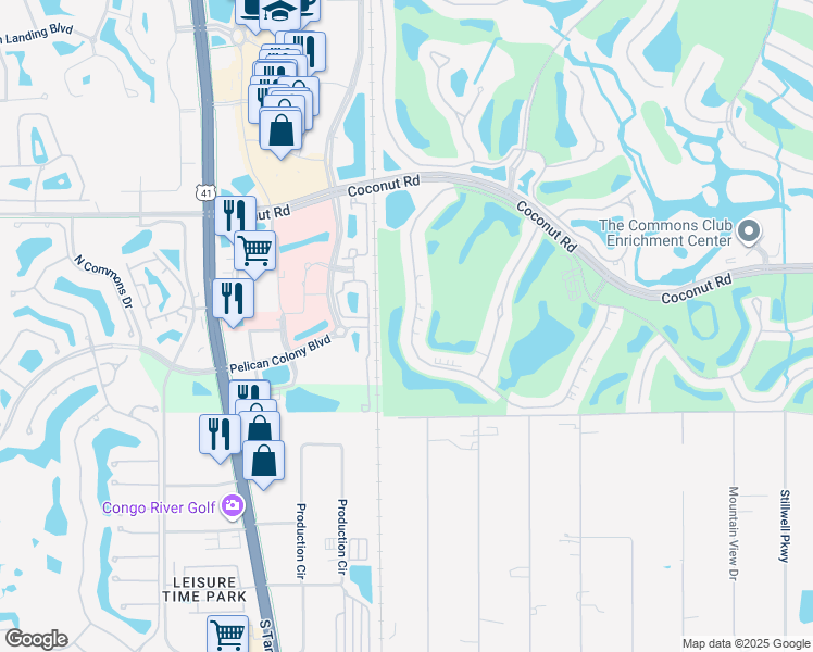map of restaurants, bars, coffee shops, grocery stores, and more near 9240 Spring Run Boulevard in Bonita Springs