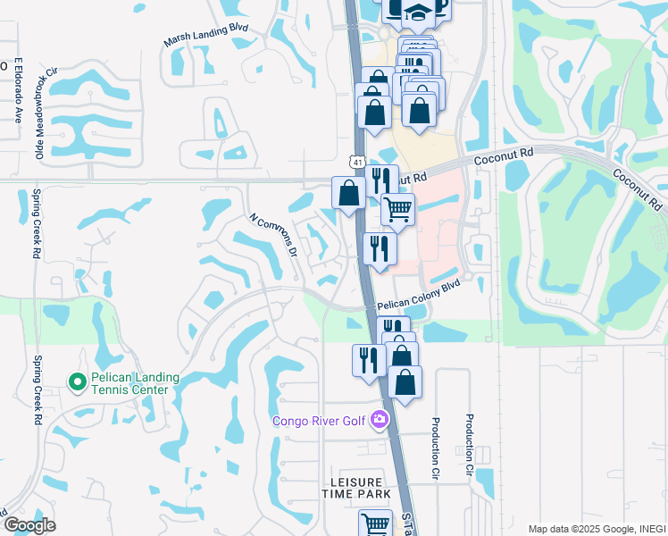 map of restaurants, bars, coffee shops, grocery stores, and more near 23710 Walden Center Drive in Bonita Springs