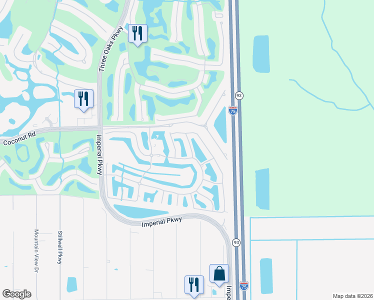 map of restaurants, bars, coffee shops, grocery stores, and more near 10731 Crooked River Road in Bonita Springs