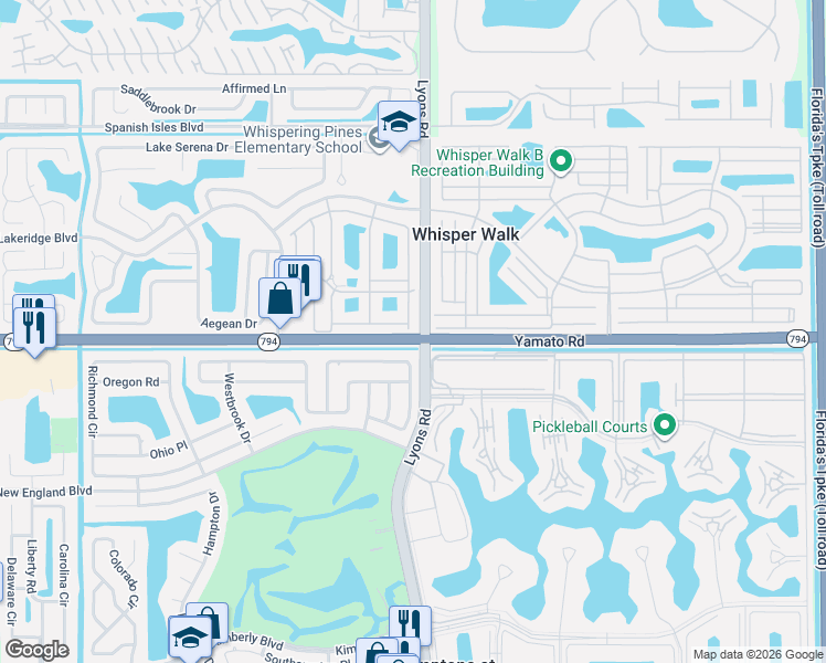 map of restaurants, bars, coffee shops, grocery stores, and more near in Whisper Walk