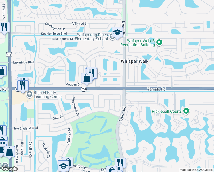 map of restaurants, bars, coffee shops, grocery stores, and more near 9203 Edgemont Lane in Boca Raton