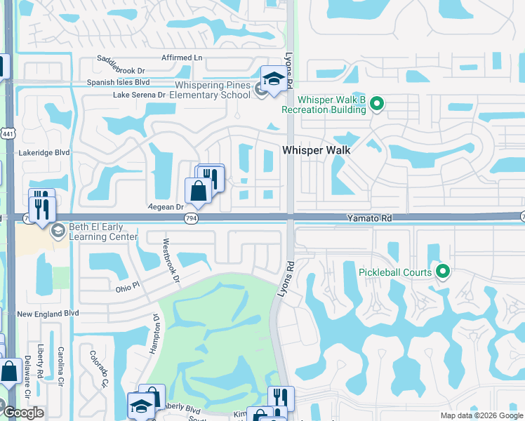 map of restaurants, bars, coffee shops, grocery stores, and more near 9203 Edgemont Lane in Boca Raton