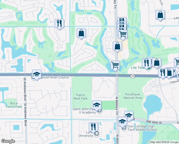 map of restaurants, bars, coffee shops, grocery stores, and more near 11 Yamato Road in Boca Raton