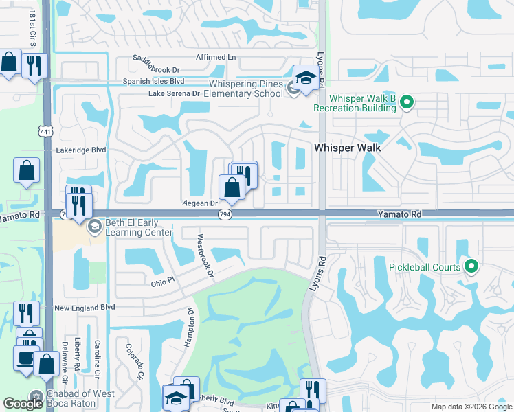 map of restaurants, bars, coffee shops, grocery stores, and more near 9231 Edgemont Lane in Boca Raton