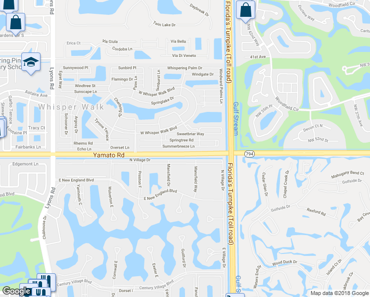 map of restaurants, bars, coffee shops, grocery stores, and more near 8168 Summerbreeze Lane in Boca Raton