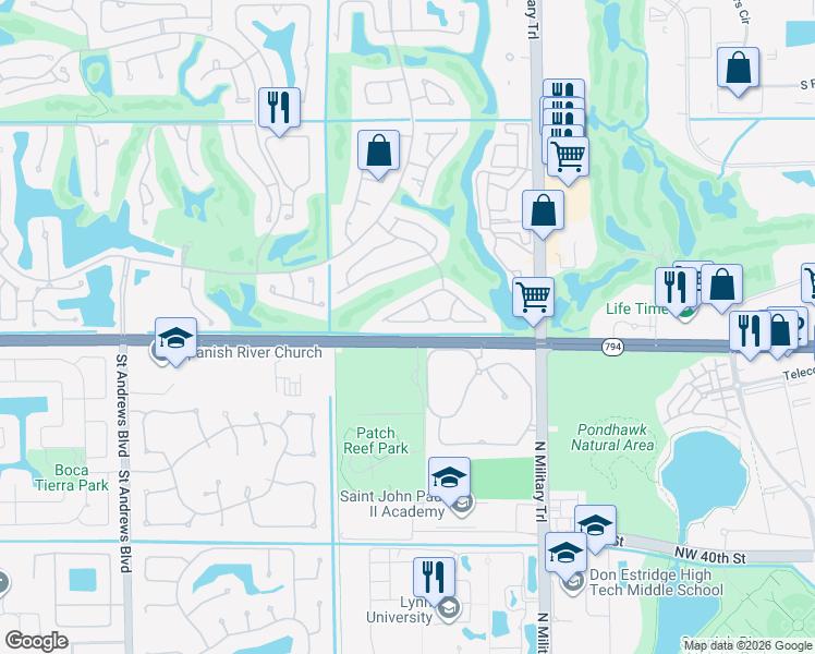 map of restaurants, bars, coffee shops, grocery stores, and more near 11 Yamato Road in Boca Raton