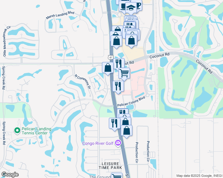 map of restaurants, bars, coffee shops, grocery stores, and more near 23661 Walden Center Drive in Bonita Springs