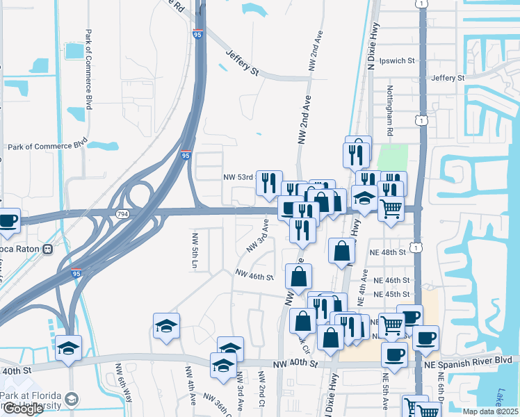 map of restaurants, bars, coffee shops, grocery stores, and more near 331 Yamato Road in Boca Raton