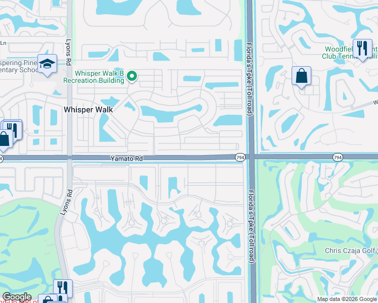 map of restaurants, bars, coffee shops, grocery stores, and more near 8224 Summerbreeze Lane in Boca Raton