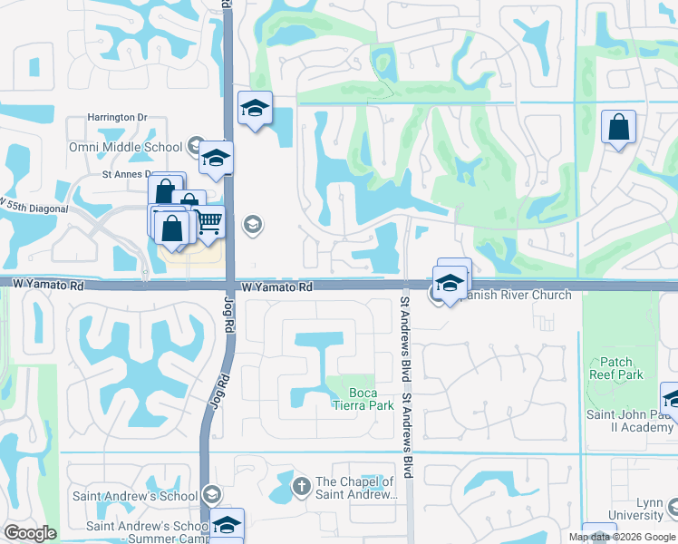 map of restaurants, bars, coffee shops, grocery stores, and more near 2617 Northwest 49th Street in Boca Raton