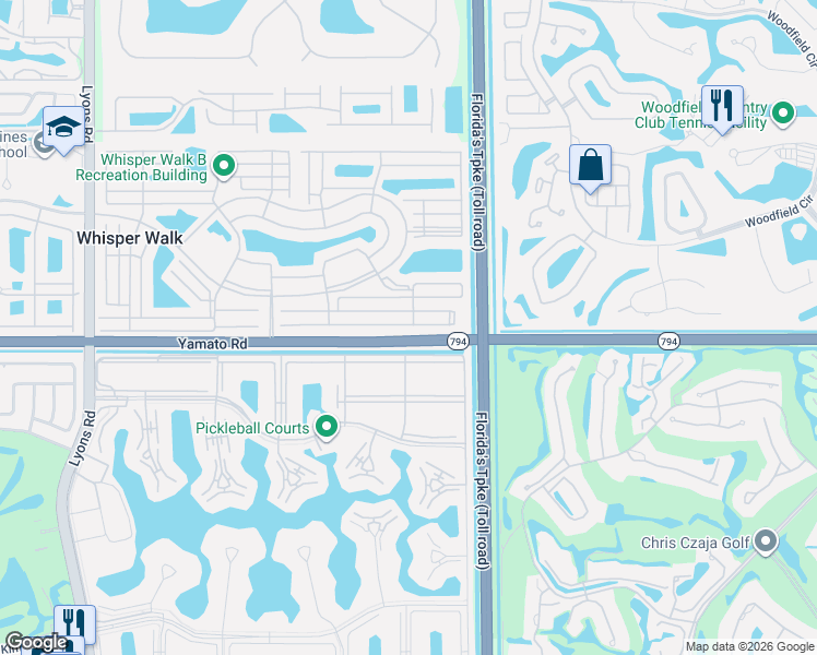 map of restaurants, bars, coffee shops, grocery stores, and more near 120 Summerbreeze Lane in Boca Raton