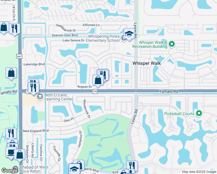 map of restaurants, bars, coffee shops, grocery stores, and more near 9231 Edgemont Lane in Boca Raton
