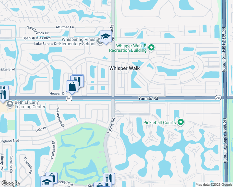 map of restaurants, bars, coffee shops, grocery stores, and more near 8977 Echo Lane in Boca Raton