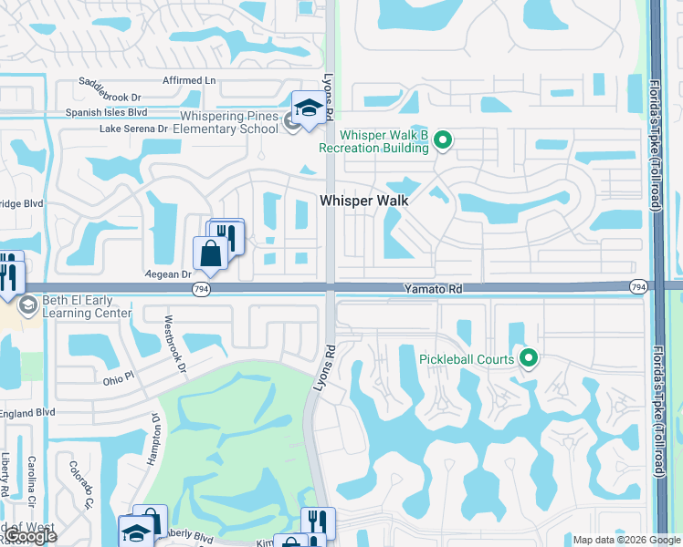 map of restaurants, bars, coffee shops, grocery stores, and more near 8967 Candlewick Drive in Boca Raton