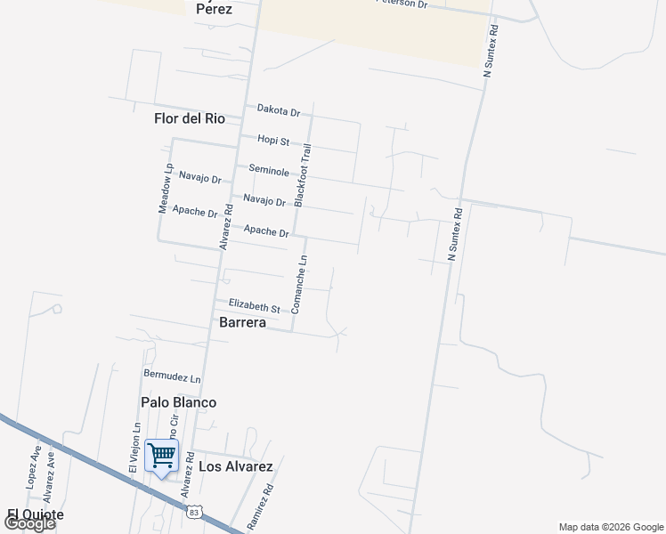 map of restaurants, bars, coffee shops, grocery stores, and more near Pueblo Drive in Los Alvarez