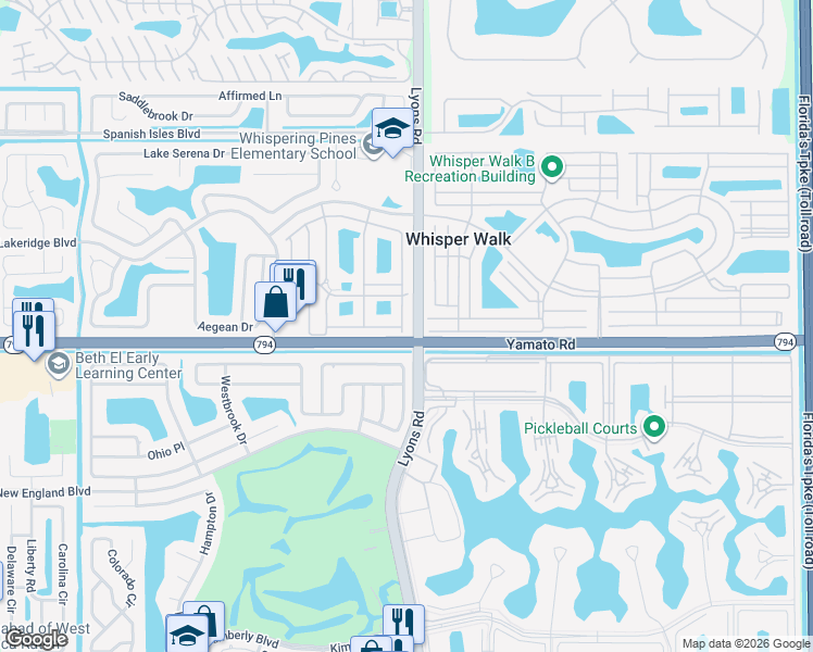 map of restaurants, bars, coffee shops, grocery stores, and more near 9035 Flynn Circle in Boca Raton