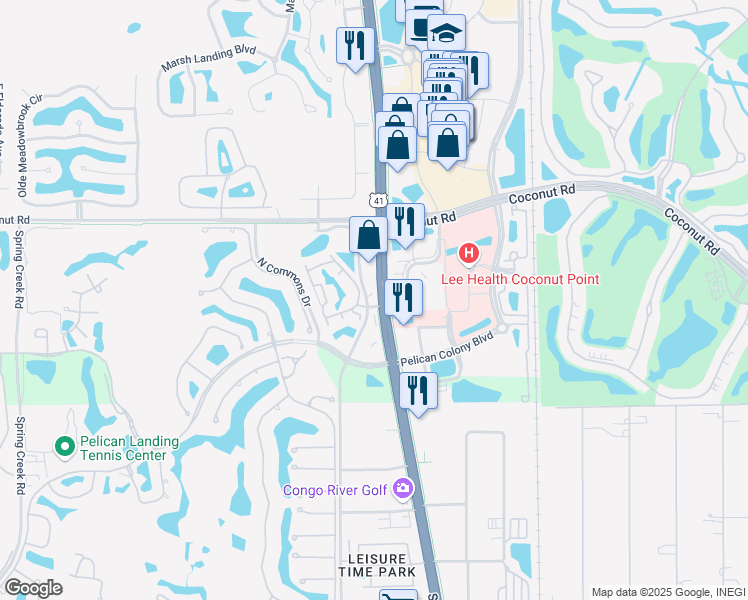 map of restaurants, bars, coffee shops, grocery stores, and more near 23475 Walden Center Drive in Bonita Springs
