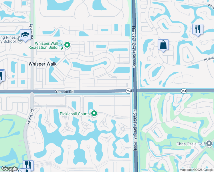 map of restaurants, bars, coffee shops, grocery stores, and more near 8165 Springtree Road in Boca Raton