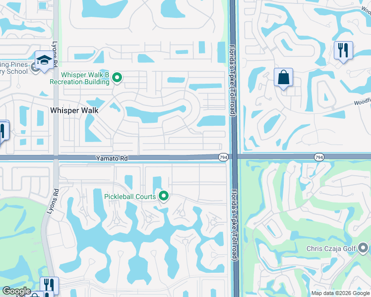 map of restaurants, bars, coffee shops, grocery stores, and more near 8165 Springtree Road in Boca Raton