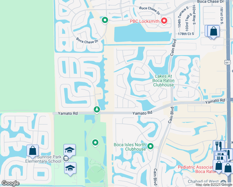 map of restaurants, bars, coffee shops, grocery stores, and more near 18618 Cape Sable Drive in Boca Raton