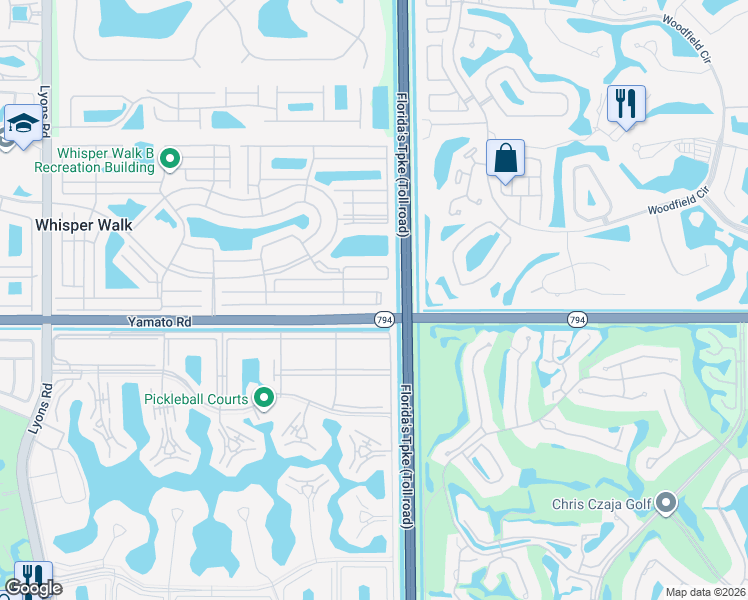 map of restaurants, bars, coffee shops, grocery stores, and more near 8053 Springtree Road in Boca Raton