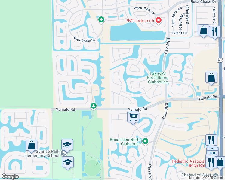 map of restaurants, bars, coffee shops, grocery stores, and more near 18618 Cape Sable Drive in Boca Raton