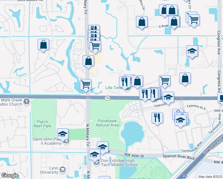 map of restaurants, bars, coffee shops, grocery stores, and more near 1501 Yamato Road in Boca Raton