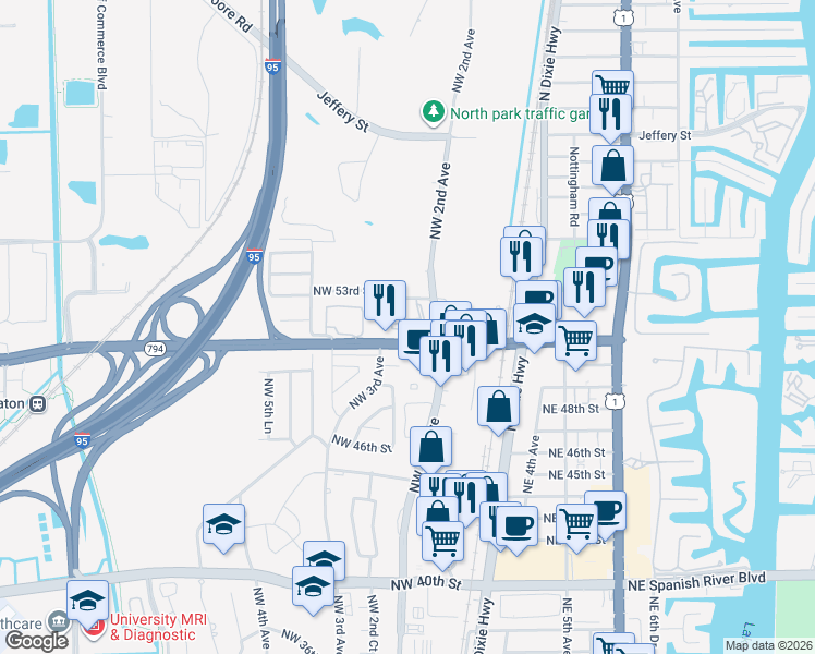map of restaurants, bars, coffee shops, grocery stores, and more near 350 Club Circle in Boca Raton