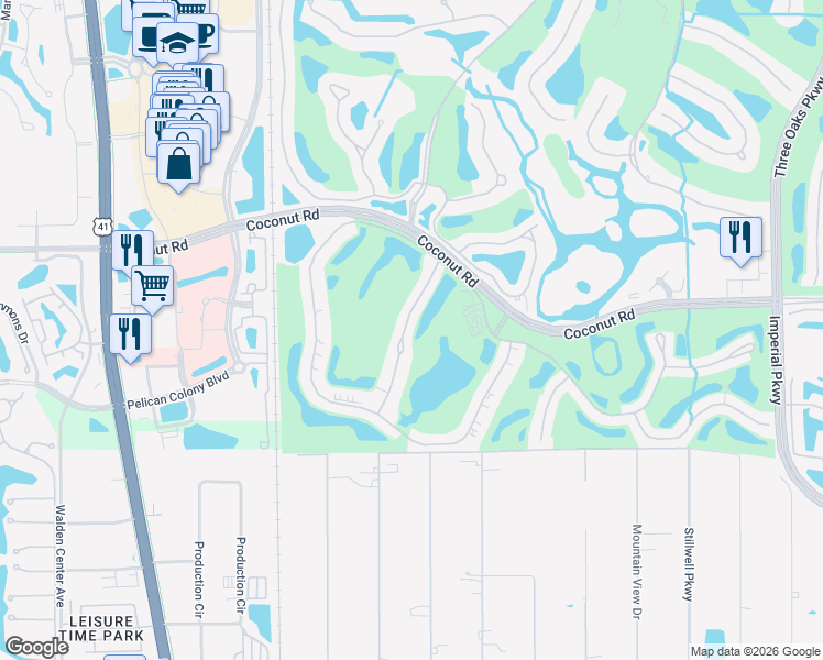 map of restaurants, bars, coffee shops, grocery stores, and more near 23531 Sandy Creek Terrace in Bonita Springs
