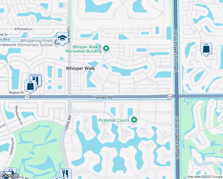 map of restaurants, bars, coffee shops, grocery stores, and more near 8625 Dreamside Lane in Boca Raton