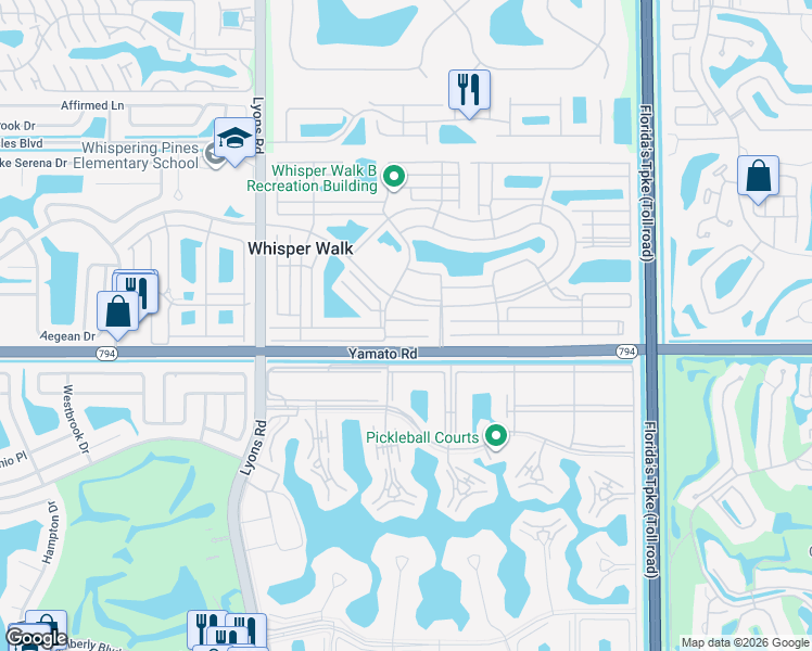 map of restaurants, bars, coffee shops, grocery stores, and more near 8625 Dreamside Lane in Boca Raton