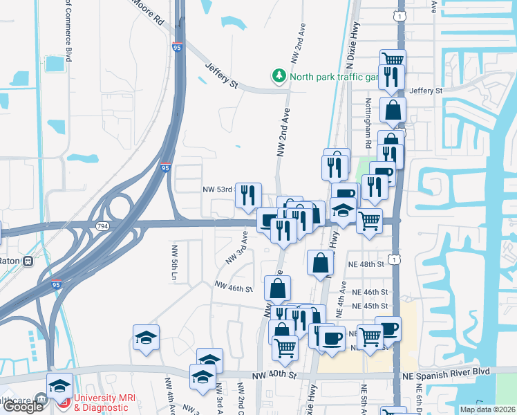 map of restaurants, bars, coffee shops, grocery stores, and more near 400 Club Circle in Boca Raton