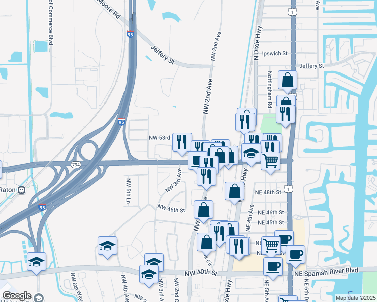 map of restaurants, bars, coffee shops, grocery stores, and more near 400 Club Circle in Boca Raton