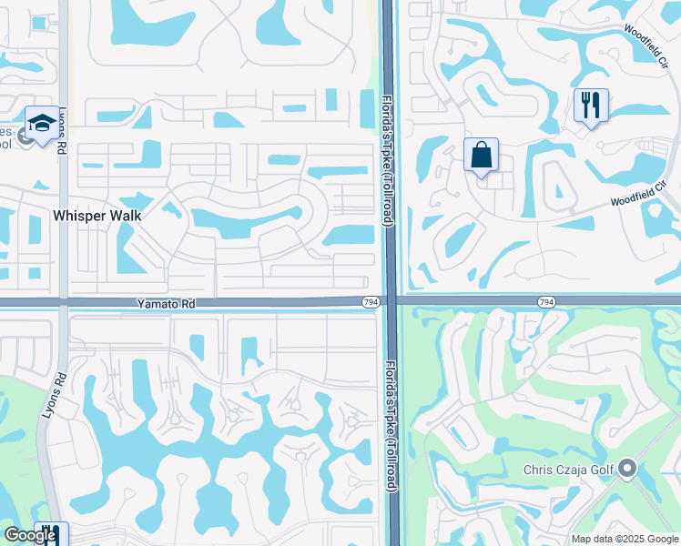 map of restaurants, bars, coffee shops, grocery stores, and more near 8101 Springtree Road in Boca Raton