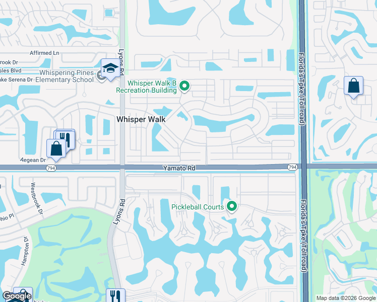 map of restaurants, bars, coffee shops, grocery stores, and more near 8625 Dreamside Lane in Boca Raton