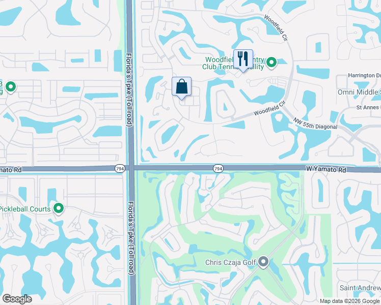 map of restaurants, bars, coffee shops, grocery stores, and more near 3993 Northwest 52nd Place in Boca Raton