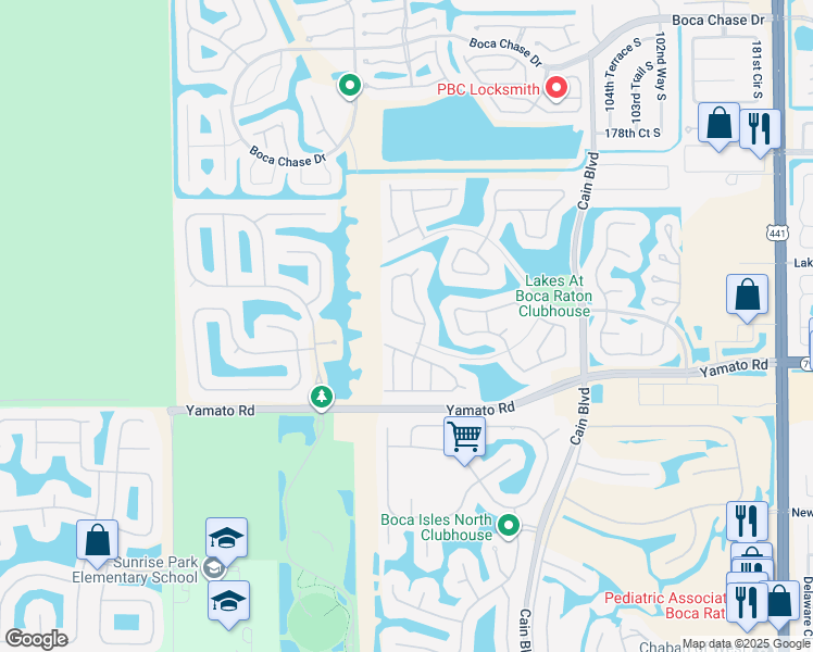 map of restaurants, bars, coffee shops, grocery stores, and more near 18618 Cape Sable Drive in Boca Raton