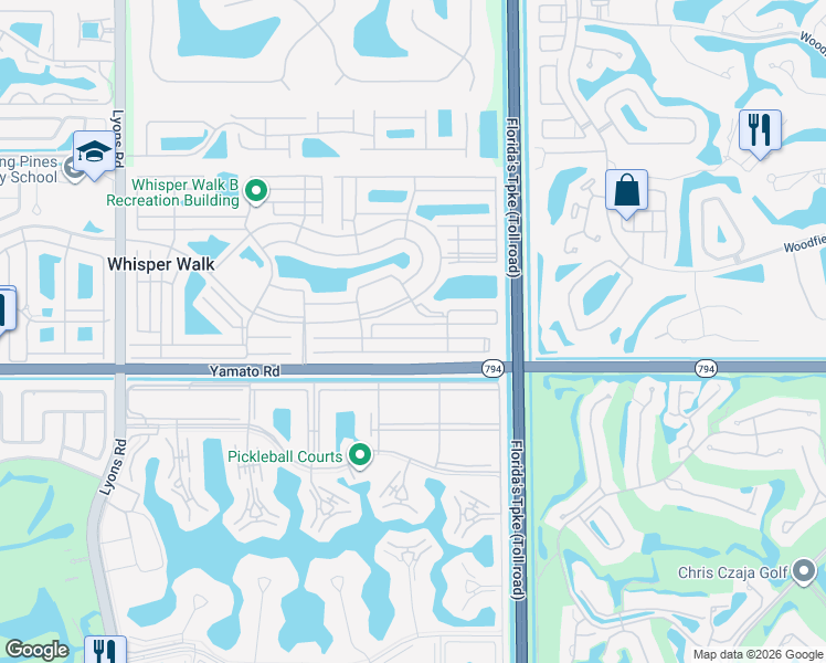 map of restaurants, bars, coffee shops, grocery stores, and more near 8165 Springtree Road in Boca Raton