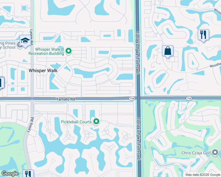 map of restaurants, bars, coffee shops, grocery stores, and more near 8165 Springtree Road in Boca Raton