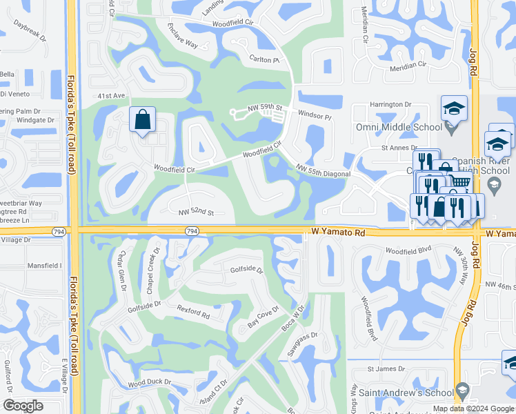 map of restaurants, bars, coffee shops, grocery stores, and more near 5211 Northwest 37th Avenue in Boca Raton