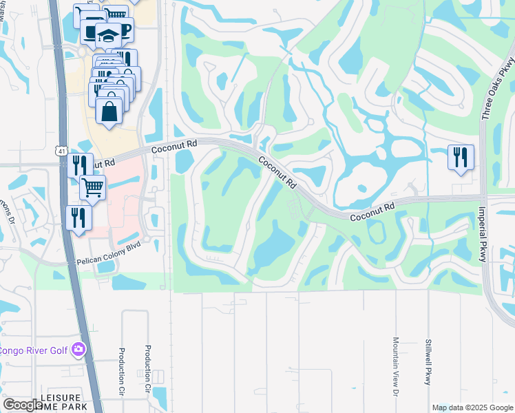 map of restaurants, bars, coffee shops, grocery stores, and more near 23531 Sandy Creek Terrace in Bonita Springs
