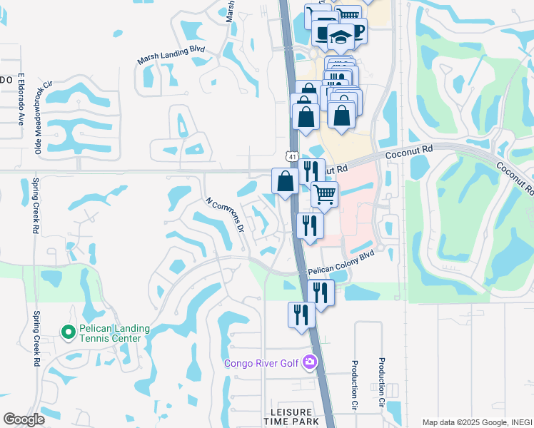 map of restaurants, bars, coffee shops, grocery stores, and more near 23471 Walden Center Drive in Bonita Springs