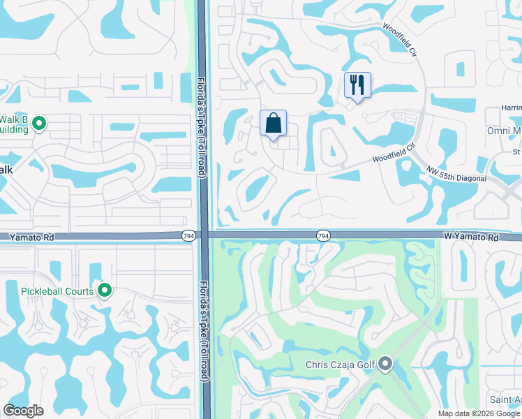 map of restaurants, bars, coffee shops, grocery stores, and more near 5432 Northwest 41st Terrace in Boca Raton