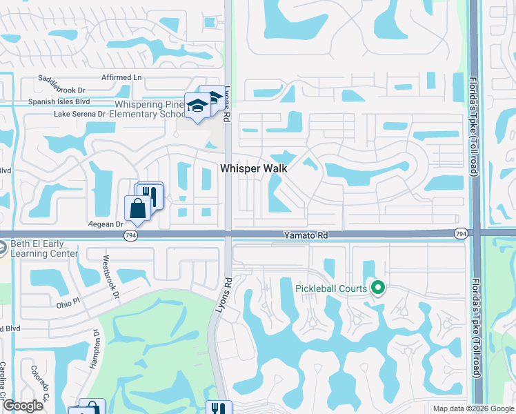 map of restaurants, bars, coffee shops, grocery stores, and more near 8967 Candlewick Drive in Boca Raton