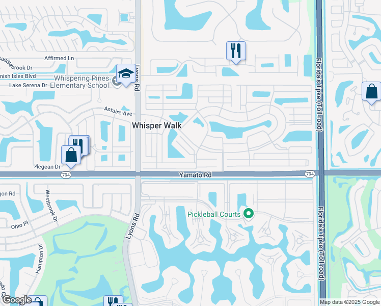 map of restaurants, bars, coffee shops, grocery stores, and more near 8746 Windrow Way in Boca Raton