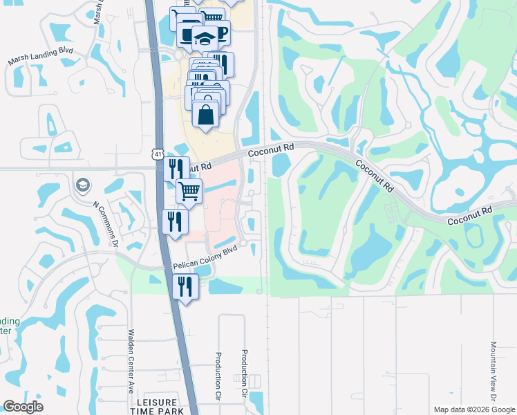 map of restaurants, bars, coffee shops, grocery stores, and more near 23501 Alamanda Drive in Bonita Springs