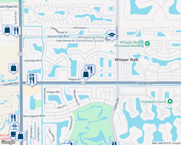 map of restaurants, bars, coffee shops, grocery stores, and more near 18880 Jolson Avenue in Boca Raton